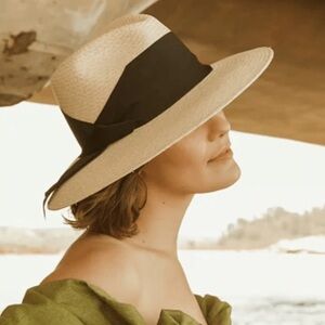 Freya Gardenia Hat Natural Straw Fedora with Black Ribbon